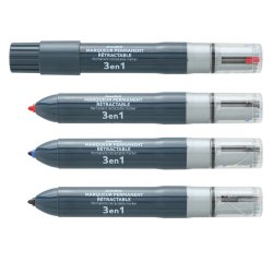 Marqueur juvenilia permanent multicolore 3 en 1            rechargeable pointe fine      conique retractable
