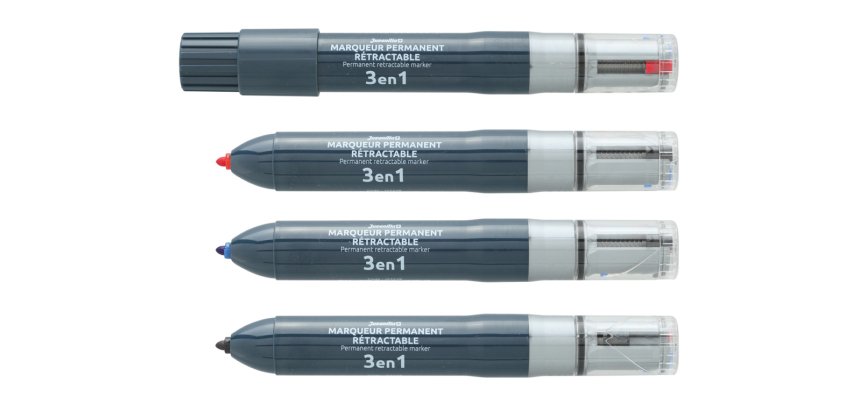 Marqueur juvenilia permanent multicolore 3 en 1            rechargeable pointe fine      conique retractable