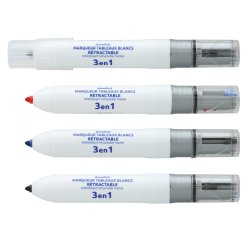 Marqueur juvenilia effacable tableau blanc multicolore 3   en 1 rechargeable pointe fine conique retractable