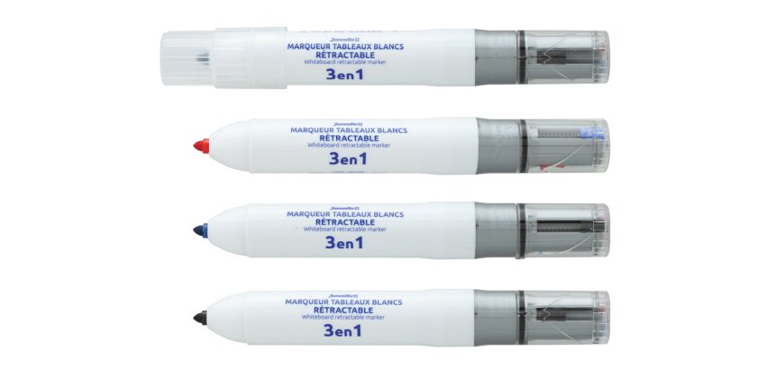 Marqueur juvenilia effacable tableau blanc multicolore 3   en 1 rechargeable pointe fine conique retractable