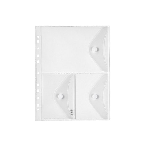 Pochette viquel perforee a4 3 compartiments pp fermeture    rabat et scratch incolore