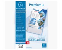 Sachet de 100 pochettes perforées polypropylène lisse Premium - A4 - Cristal