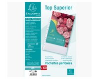 Sachet de 100 pochettes perforées polypropylène grainé Qualité + - A4 - Cristal