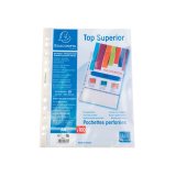 Sachet de 100 pochettes perforées polypropylène lisse Qualité + - A4 - Cristal