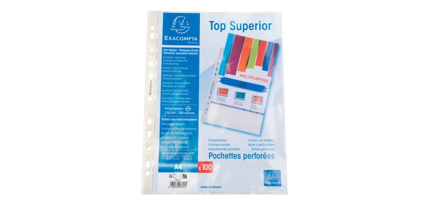 Pochette perforée qualité supérieure, A4, PP