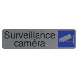 Plaque adhesive exacompta surveillance camera imitation aluminium 16,5x4,4cm