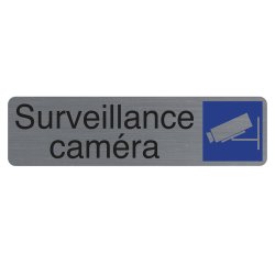 Plaque adhesive exacompta surveillance camera imitation aluminium 16,5x4,4cm