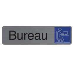 Plaque adhesive exacompta bureau imitation aluminium    16,5x4,4cm