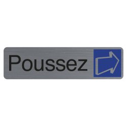 Plaque adhesive exacompta poussez imitation aluminium   16,5x4,4cm