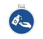 Panneau adhesif exacompta pvc antiderapant gel main         obligatoire 20cm coloris bleu