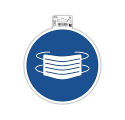 Panneau PVC adhésif antidérapant Masque obligatoire 20 cm - Bleu