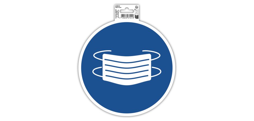 Panneau adhesif exacompta pvc antiderapant masque           obligatoire 20cm coloris bleu