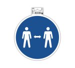 Panneau adhesif exacompta pvc antiderapant gardez vos       distances 20cm coloris bleu