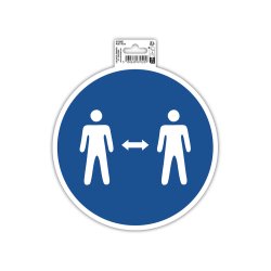 Panneau adhesif exacompta pvc antiderapant gardez vos       distances 20cm coloris bleu