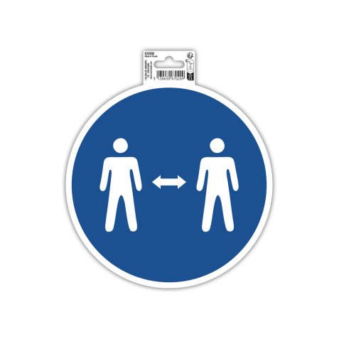 Panneau PVC adhésif antidérapant Gardez vos distances 20 cm - Bleu