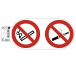 Panneau PVC adhésif antidérapant Interdit de vapoter et de fumer 10 cm - Rouge