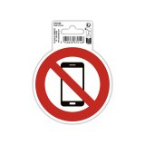 Panneau PVC adhésif antidérapant Téléphone mobile interdit 10 cm - Rouge