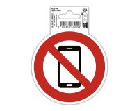 Panneau PVC adhésif antidérapant Téléphone mobile interdit 10 cm - Rouge