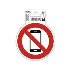 Panneau adhesif exacompta pvc antiderapant telephone mobile interdit 10cm coloris rouge