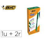 Roller bic gel-ocity illusion pointe moyenne 0,7mm grip caoutchouc encre effacable et rechargeable verte + 2 recharges