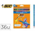 Crayon couleur bic intensity mine douce corps noir mat embout couleur mine coloris assortis boite metallique 36 unites