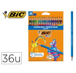 Crayon couleur bic intensity mine douce corps noir mat embout couleur mine coloris assortis boite metallique 36 unites