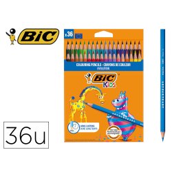 Crayon couleur bic intensity mine douce corps noir mat embout couleur mine coloris assortis boite metallique 36 unites