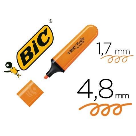 Surligneur bic tank marking highlighter sechage rapide    pointe biseautee coloris      orange