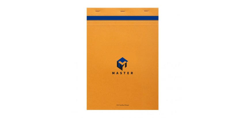 Bloc de bureau Master agrafé en-tête A4 100 feuilles petits carreaux 70 g - Orange