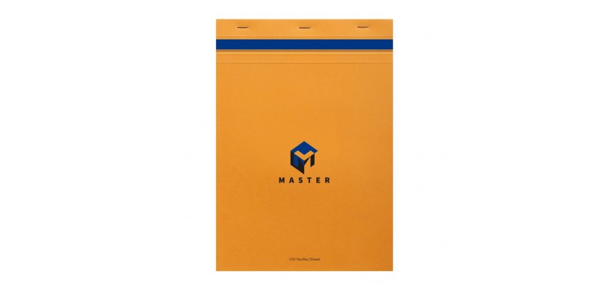 Bloc de bureau Master agrafé en-tête A4 100 feuilles petits carreaux 70 g - Orange