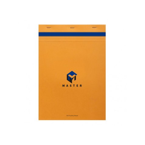 Bloc de bureau Master agrafé en-tête A4 100 feuilles petits carreaux 70 g - Orange
