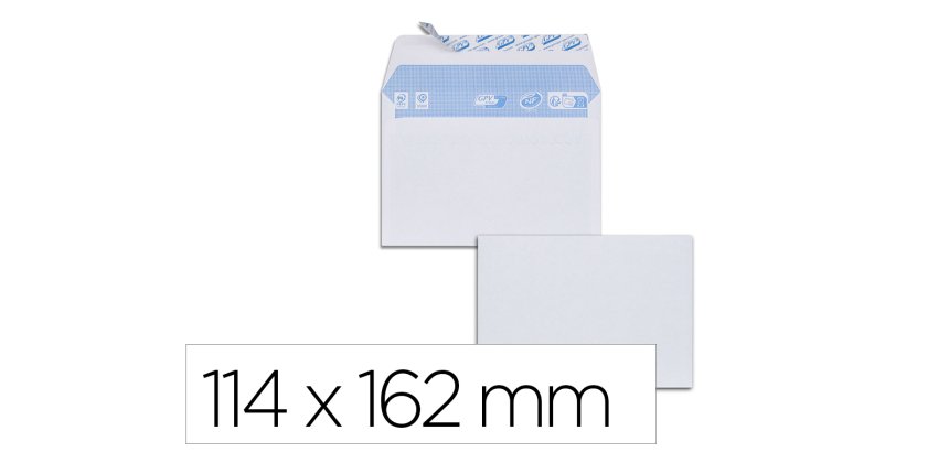Enveloppe gpv velin blanc 80g c6 114x162mm bande adhesive   paquet 100 unites