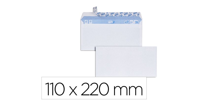 Enveloppe gpv velin blanc 80g dl 110x220mm bande adhesive   paquet 100 unites