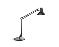 Luminaire bureau maul study sur pince ou socle tete et bras metal hauteur 44cm bras 35cm tete diam. 17cm coloris noir