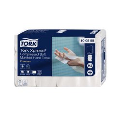 Essuie-mains tork xpress h2 premium interfolies doux      compresses 2 plis m grand     format blanc paquet 170