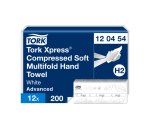Essuie-mains tork xpress h2 advanced interfolies doux     compresses 2 plis m grand     format blanc paquet 200