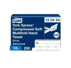 Essuie-mains tork xpress h2 advanced interfolies doux     compresses 2 plis m grand     format blanc paquet 200