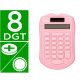 Calculatrice de poche liderpapel xf41 8 chiffres    solaire et piles              94x59,5x10,5mm coloris rose