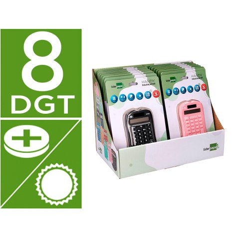 Presentoir liderpapel calculatrice de poche xf44 8  chiffres solaire et piles     94x59,5x10,5mm coloris