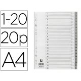 Intercalaire q-connect numerique 1-20 plastique 20   positions a4 indice           multiperfore