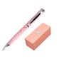 Stylo-bille belius bella aluminium encre bleue coloris rose design relief argente         boite design