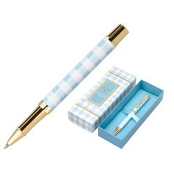 Roller belius picnic aluminium encre noire coloris bleu ciel dore boite design