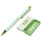 Stylo-bille belius picnic aluminium encre bleue coloris vert dore boite design