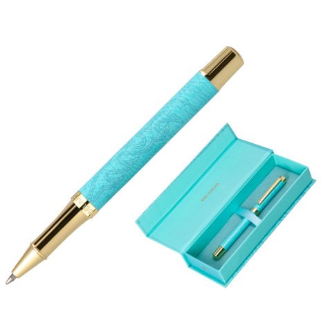 Roller belius wild west aluminium encre noire coloris bleu turquoise boite design