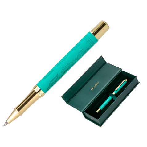 Roller belius wild west aluminium encre noire coloris vert   dore boite design