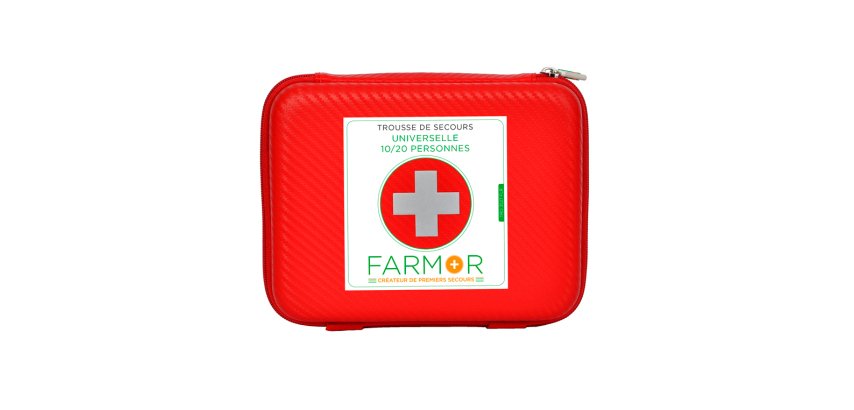 Trousse de secours farmor universelle 10/20 personnes   multi-poches de rangement     coloris rouge