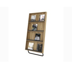 Presentoir sol paperflow modele b gamme bois structure acier 2 tablettes finition    coloris noir