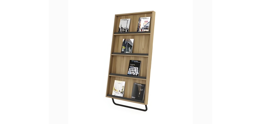 Presentoir sol paperflow modele b gamme bois structure acier 2 tablettes finition    coloris noir