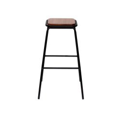 Tabouret haut paperflow oslo acier laque pied noir assise  bois lot 2 unites