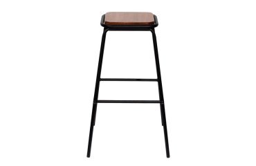 Tabouret haut paperflow oslo acier laque pied noir assise  bois lot 2 unites